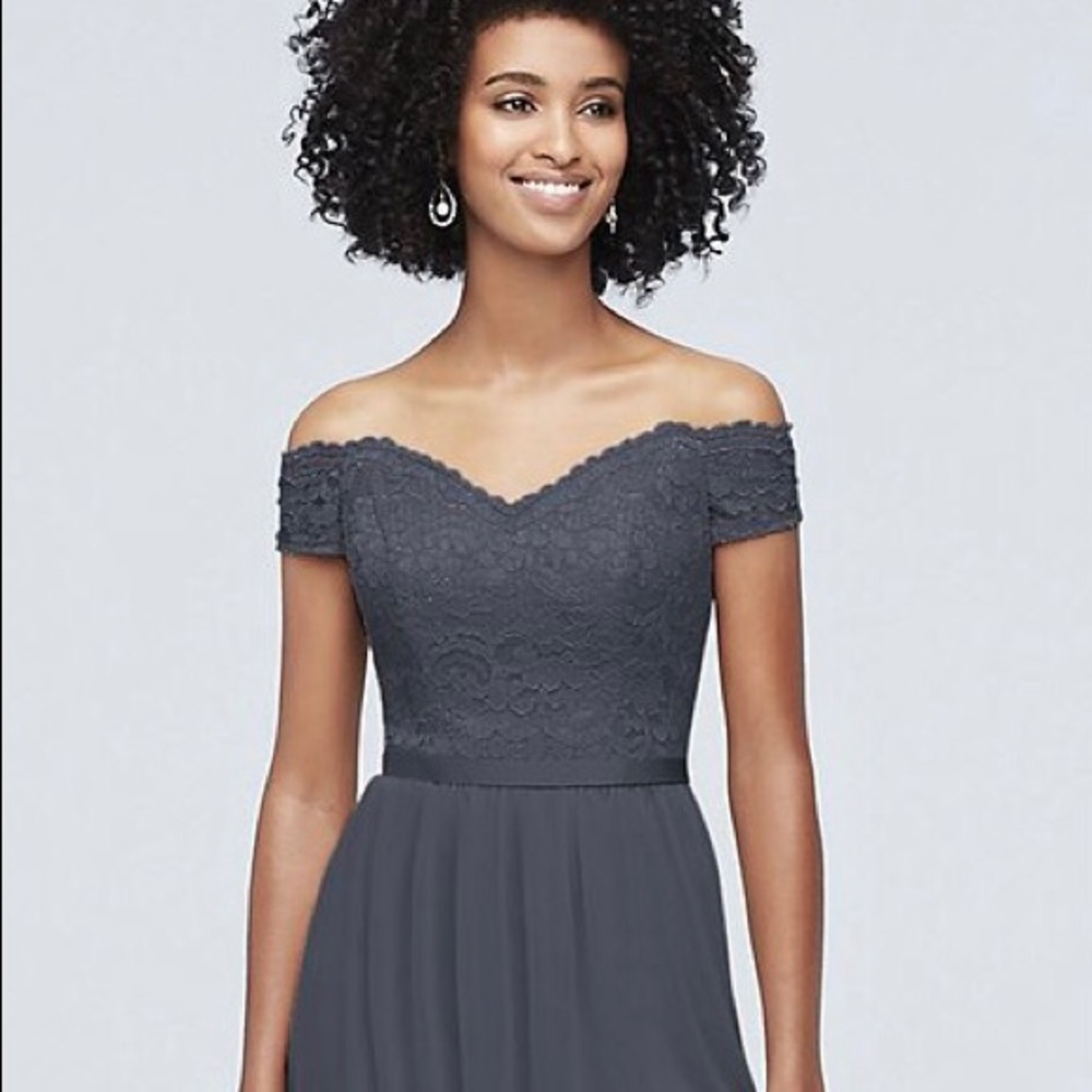 Pewter David’s Bridal Bridesmaids Dress